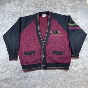 Vintage 90s Bugle‎ Boy Cardigan Sweater Men's XL Red & Black University Varsity